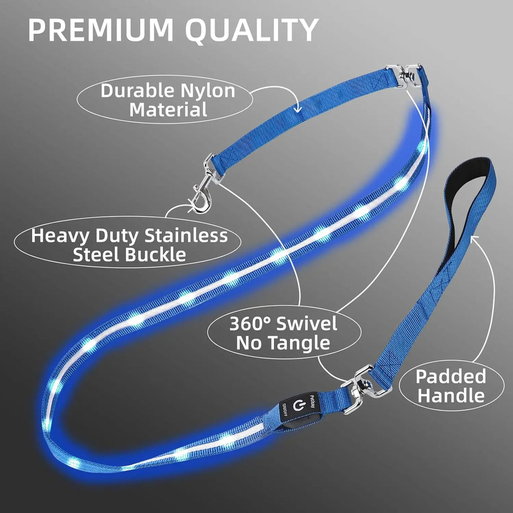 Pet LED Light-Up Leash 1.83M Rechargeable Dog Walking Lead, Nylon Material, Suitable for Dogs & Cats, Ca Prop 65 Compliant